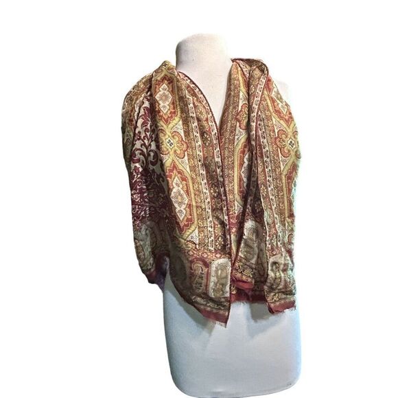Vintage Boho Chic Paisley Scarf - Red & Gold - Perfect For Pretending You're A F - Picture 1 of 2